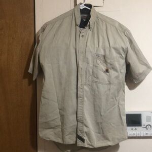 Beige Short Sleeve Button-Up Shirt 100% Cotton, Open to Offers!!